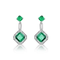 Elegant S925 silver earrings with emerald green gemstones and sparkling cubic zirconia - 925 Silver / Lab-Grown Emerald