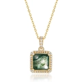 Luxe S925 zilveren vergulde ketting met een vierkante hanger van mosagaat voor dames - 925 zilver / Goudkleurige Hanger (Zonder Ketting)
