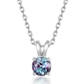 S925 sterling silver necklace with a round blue-purple moissanite in four-claw setting - Pendant Only (Without Chain) / 925 Silver