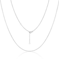 Adjustable S925 sterling silver cable chain necklace with spring ring clasp on white background - 400MM+25MM+25MM Extension Chain / Silver