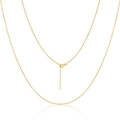 Adjustable S925 sterling silver cable chain necklace with gold plating and spring clasp - 400MM+25MM+25MM Extension Chain / Gold