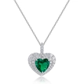 Elegante ciondolo a cuore verde smeraldo con doppio alone di cristalli scintillanti - Solo Ciondolo (Senza Catena) / Argento 925 / Verde