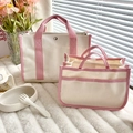 Grote canvas luiertas set met roze handgrepen voor babybenodigdheden en verzorging - Roze