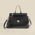 Sac porte-documents vintage noir classique avec détails dorés et poignée supérieure - Noir
