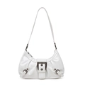 Minimalistische witte schoudertas van imitatieleer met gespdetails en vintage hardware - Wit