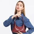 Franse stijl bordeauxrode hobo tas voor dames met verstelbare zilveren gespriem - Rood