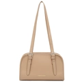 Minimalist beige leather shoulder bag with adjustable straps and fashion lettering - Minimalist Underarm Bag / Khaki