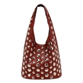 Donkerrode hobo tas met zilveren klinknagels en hoogwaardige kunstleren afwerking - Rood