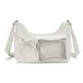 Sac bandoulière blanc en similicuir avec poches PVC transparentes et nœud - Blanc