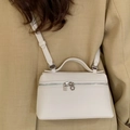 Mini borsa a scatola in pelle bianca con manico e tracolla regolabile per ogni occasione - Bianco