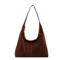 Retro donkerbruine suède hobo-tas met grote capaciteit voor herfst- en winter woon-werkverkeer - Bruin