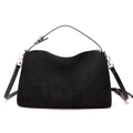 Borsa a mano minimalista nera opaca con dettagli dorati e tracolla regolabile - Nero