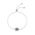 Bracelet en argent S925 avec agate mousse verte motif tournesol et chaîne réglable - Style Agate Mousse / Argent 925