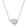 Elegante collar de plata esterlina S925 con colgante de moissanita en forma de gota - Forma de Pera Moissanita Plata Gruesa Oro Blanco (Con Certificado GRA) / Plata 925