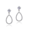 Elegantes pendientes de gota en plata S925 con moissanita y diseño de pera - Plata 925 (Con Certificado de Moissanita GRA) / Oro Blanco Plateado Grueso (4mm Redondo 0.49CT)