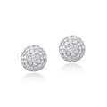 Orecchini a lobo a sfera in argento S925 con pavé di zirconi cubici super brillanti - Pavé Sferico (Placcato Oro Bianco Argento Spesso) / 8mm