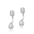 S925 Sterling Silber Tropfenohrringe mit Smaragd- und Birnenschliff Moissanit - 925er Silber / Birnenform 0.65CT / Silber (Mit GRA Zertifikat)