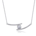 Collana moissanite in argento S925 scintillante con ciondolo pavé a doppia curva sottile - Argento 925 (Con Certificato Moissanite GRA) / Oro Bianco Argento Spesso