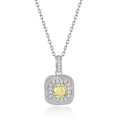 Luxury S925 sterling silver necklace with cushion-cut yellow gemstone pendant - 925 Silver / Pendant Only (No Chain)