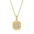 Goldene Halskette mit quadratischem Kissenanhänger, weißem Stein und Seilstruktur - 925er Silber / 10K Vergoldet (Anhänger Ohne Kette)