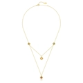 Collana doppio strato S925 argento oro 10K con cinque pendenti in pietre colorate - Argento 925 / Oro 10K + Lacca Elettroforetica