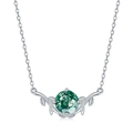 Collana a foglia d'argento con ciondolo in agata muschiata su sfondo bianco puro - Argento 925 / Oro Bianco Argento Spesso