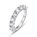 Eleganter S925 Sterling Silber Ring mit neun funkelnden runden Zirkonia-Steinen - US8# / Weißer 5A Zirkon