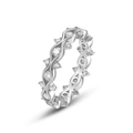 Glinsterende S925 sterling zilveren moissaniet golfring met micro-geplaveide diamanten - US7# / Hoofdsteen 2.5mm Rond 0.6CT / Dik Zilver Wit Goud