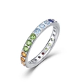 Regenboog eternity ring met kleurrijke zirkonia stenen in minimalistisch 925 zilver - US6# / Zilverwit (Regenboog)