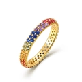 Elegante S925 zilveren ring met 10K goudlaag en regenboog zirkonia pavé stenen - US 6 / 10K Goud