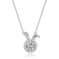 Collana con ciondolo a coniglio in argento S925 con moissanite rotonda e pavé di diamanti - Argento 925 (Con Certificato Moissanite GRA) / Ciondolo Solo-Argento (0.89CT)