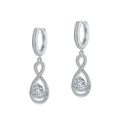 Orecchini a cerchio in argento 925 con simbolo dell'infinito e pietre di moissanite - Argento 925 (Con Certificato Moissanite GRA) / Oro Bianco Argentato Spesso (Pietra Principale Rotonda 5mm 0.9CT)
