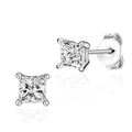 Orecchini a lobo classici in argento 925 con zircone quadrato e incastonatura a quattro griffe - Argento 925 / Argento