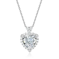 Funkelnde S925 Silberherz Halskette mit Kohlenstoff-Diamant-Anhänger und Halo-Fassung - Anhänger Ohne Kette