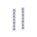 Orecchini pendenti lunghi in argento S925 con 8 pietre di moissanite tonda brillante - Argento 925 (Con Certificato Moissanite GRA) / Platino Argento Spesso (Pietra Principale Rotonda da 4 mm 3,13 CT)
