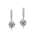 Eleganti orecchini pendenti in moissanite argento S925 con diamante tondo brillante - Argento 925 (Con Certificato Moissanite GRA) / Pietra Principale 8mm (3.53CT) / Argento