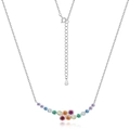 Rainbow S925 silver necklace with multi-colored cubic zirconia stones on an O-chain - 925 Silver / Rainbow Zirconia Necklace