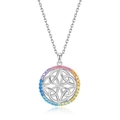 Rainbow cubic zirconia encrusted S925 silver Celtic knot pendant necklace for women - Pendant Only (No Chain) / 925 Silver