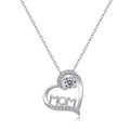 MOM Herzanhänger-Halskette aus S925 Silber mit Edelstein und glitzernden Saphir-Akzenten - MOM Moissanit Stil (NL017794) Mit Zertifikat