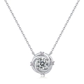 Elegante collar de plata de ley S925 con colgante de moissanita y diseño de espiral - Piedra Principal 6.5mm Redondo 1ct (Platino Plata Grueso) / Plata 925 (Incluye Certificado de Moissanita GRA) / Plateado