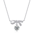 Elegante Halskette mit Schleife aus S925 Sterlingsilber und Moissanit-Anhänger an Silberkette - Schleife Moissanit Stil (NL017812) Mit Zertifikat