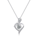 S925 Sterling Silber Rosenherz Kette mit funkelndem Geburtsstein Anhänger für Damen - Rose Moissanit Stil (NL017823) Mit Zertifikat