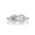 S925 sterling silver infinity ring with a sparkling round moissanite center stone - Adjustable Open Size (With GRA Certificate) / Silver White (0.45ct Moissanite)