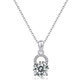 Minimalist S925 sterling silver moissanite pendant with 4-prong setting on fine O-chain - Large Round Stone Pendant (With GRA Certificate) (PD017789) / Single Pendant (No Chain)