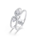 Anello doppio strato a forma di U in argento sterling S925 con zirconi lucenti - US6 / Argento