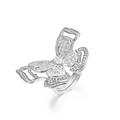 Elegante S925 zilveren vlinderring met zirkonia micro-pave op een witte achtergrond - US 6# / Dik Zilver Wit Goud