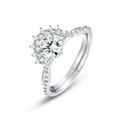 Set di anelli moissanite in argento S925 con solitario tondo e fascia a corona - US6 (Con Certificato GRA) / Argento (0.96ct)