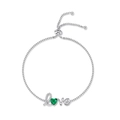 Bracciale Love in argento S925 con smeraldo a cuore e zirconi incastonati - Argento 925 / Oro Bianco Argento Spesso