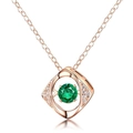 Rose gold Dancing Devil Eye necklace featuring a green emerald and sparkling cubic zirconia - 925 Silver / Rose Gold