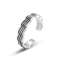 Minimalistischer S925 Sterlingsilber Wellenring mit mehrlagiger Vintage-Flechtstruktur - Offen US6# / Hellsilber mit Lack